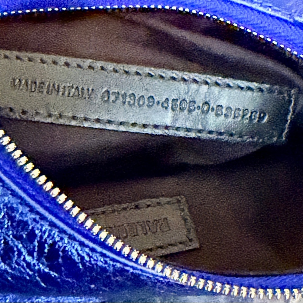 NWT $2650 Balenciaga Le Cagole 671309 Metallic Blue Leather XS Shoulder Bag - Picture 15 of 15